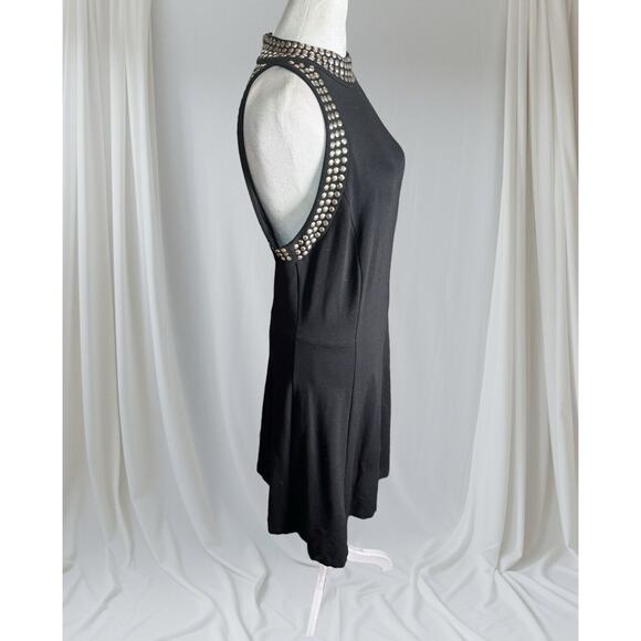 Carmen Marc Valvo Black Studded Midi Dress Sz L Cocktail Party Glam Evening Chic - Picture 5 of 9